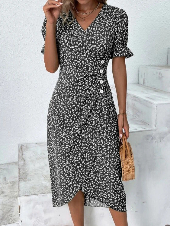 Abito midi da donna con bottoni – stile casual chic estivo