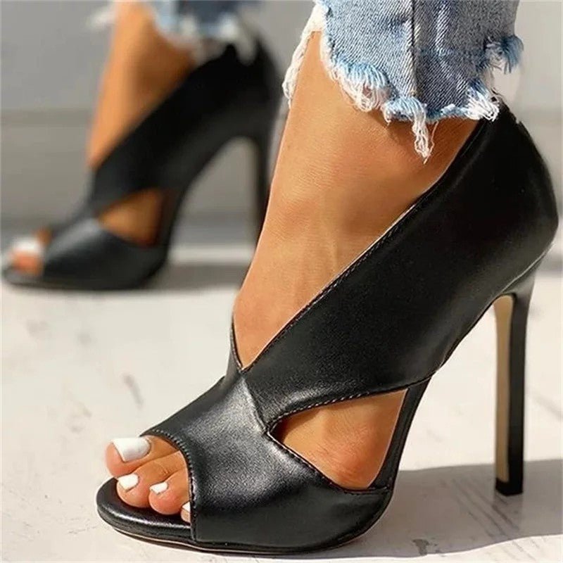 Décolleté con tacco a spillo e punta aperta da donna