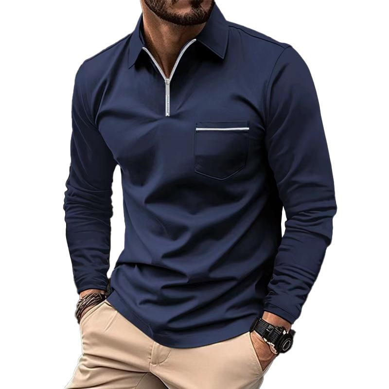 Polo a maniche lunghe premium da uomo – Camicia casual con taschino sul petto