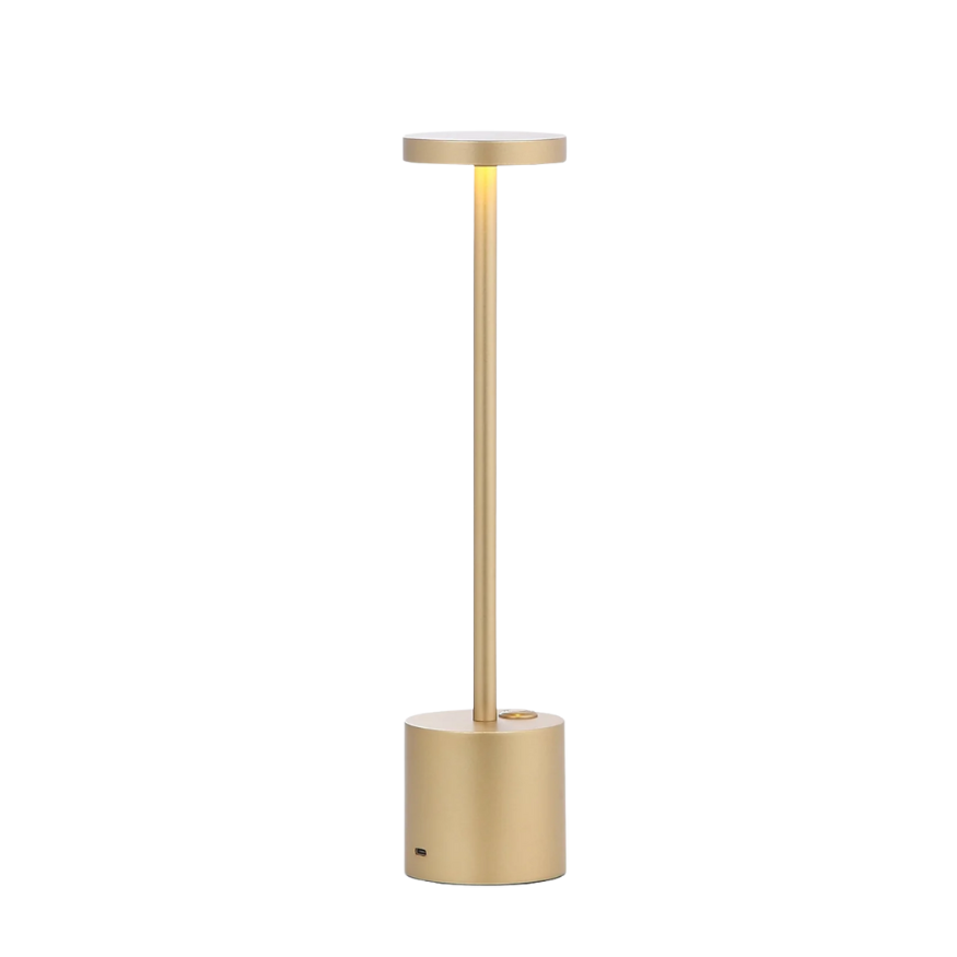 Oro Lampada da tavolo ricaricabile in metallo con LED – Lampada da scrivania con controllo touch e autonomia di 17 ore, illuminazione wireless moderna e dimmerab
