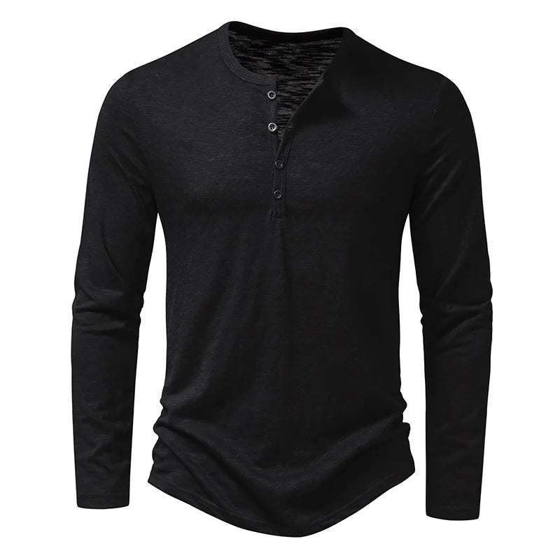 Maglietta Henley casual da uomo - Elegante camicia a maniche lunghe