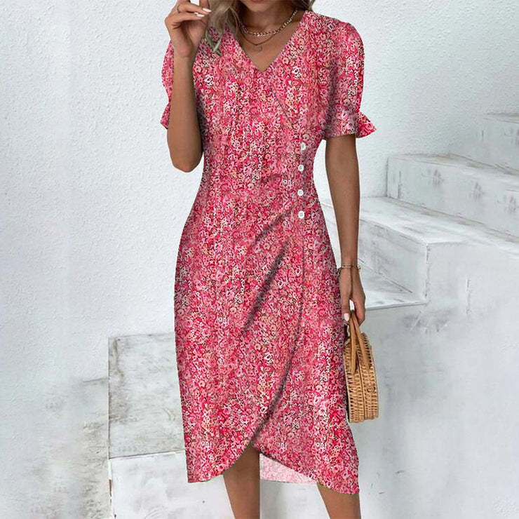 Abito midi da donna con bottoni – stile casual chic estivo