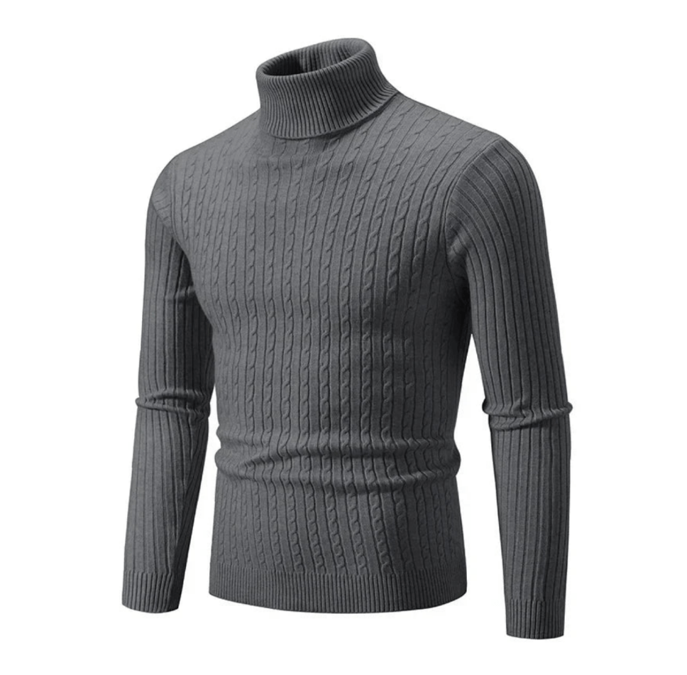 Maglione dolcevita a coste da uomo alla moda - Maglieria comoda e accogliente