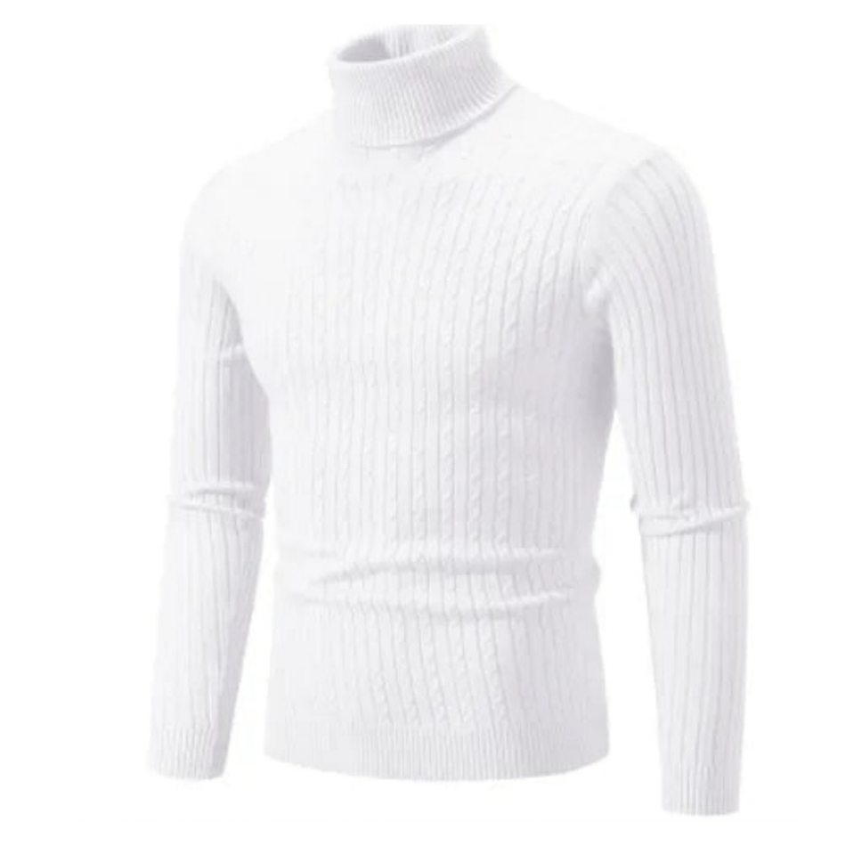 Maglione dolcevita a coste da uomo alla moda - Maglieria comoda e accogliente