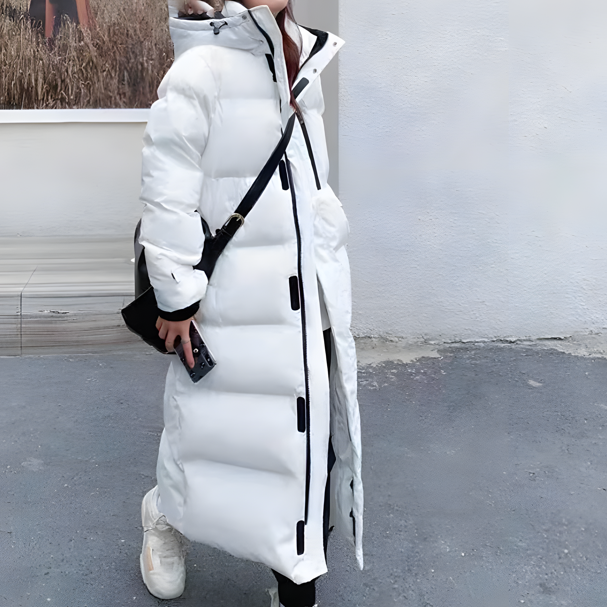 Cappotto lungo imbottito resistente da donna - Giacca invernale oversize con cappuccio
