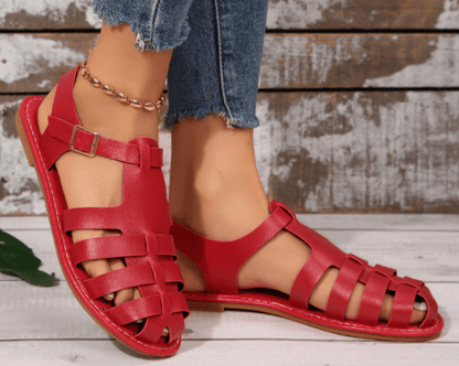 Sandali Piatto da donna in pelle comodi e resistenti - Elegante, Traspirante