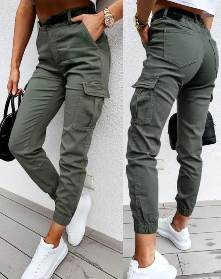 Pantaloni da donna eleganti a vita alta – Stile cargo casual per tutti i giorni