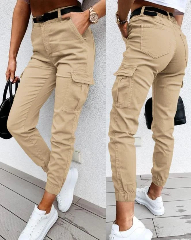 Pantaloni da donna eleganti a vita alta – Stile cargo casual per tutti i giorni