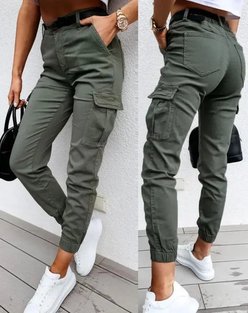 Pantaloni da donna eleganti a vita alta – Stile cargo casual per tutti i giorni