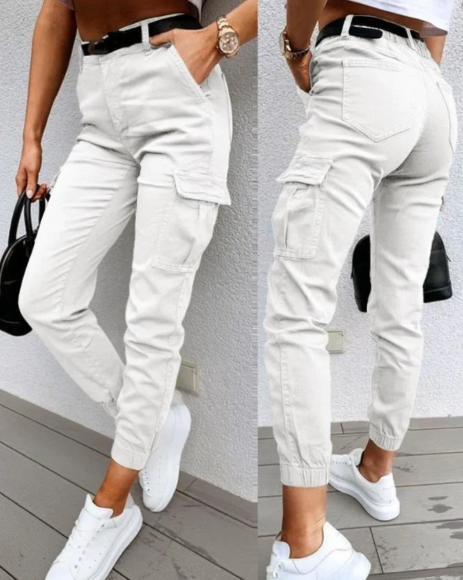 Pantaloni da donna eleganti a vita alta – Stile cargo casual per tutti i giorni