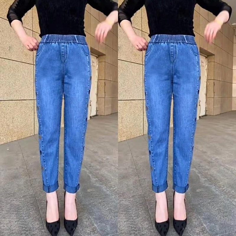 Pantaloni donna elastici con cuori laterali – jogger comodi e femminili
