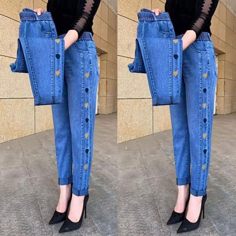 Pantaloni donna elastici con cuori laterali – jogger comodi e femminili