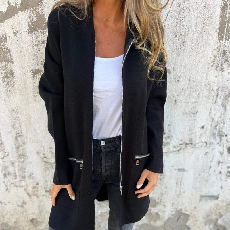 Giacca elegante a maniche lunghe da donna - Giacca comoda con cerniera