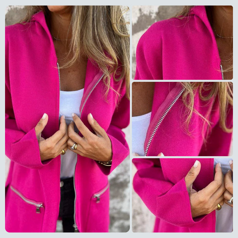 Giacca elegante a maniche lunghe da donna - Giacca comoda con cerniera