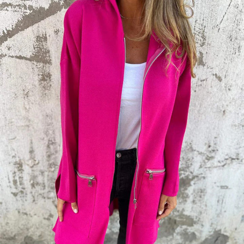Giacca elegante a maniche lunghe da donna - Giacca comoda con cerniera