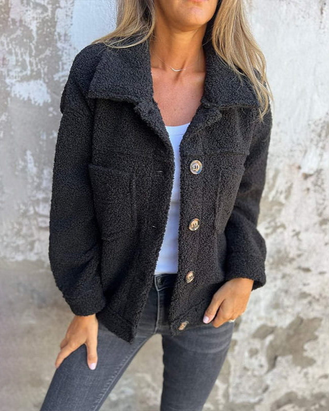 Giacca Elegante Corta in Lana con Revers da Donna - Accogliente