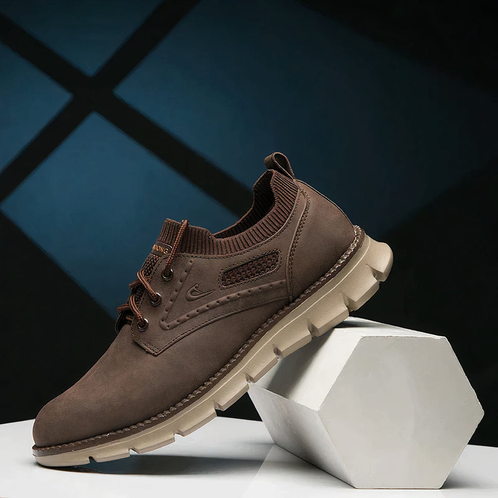 Scarpe da ginnastica stringate in pelle da uomo