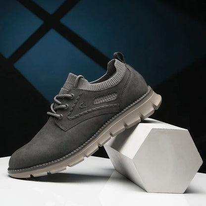 Scarpe da ginnastica stringate in pelle da uomo