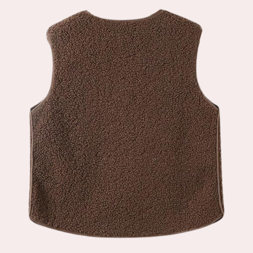 Gilet in sherpa - trendy gilet con bottoni da donna