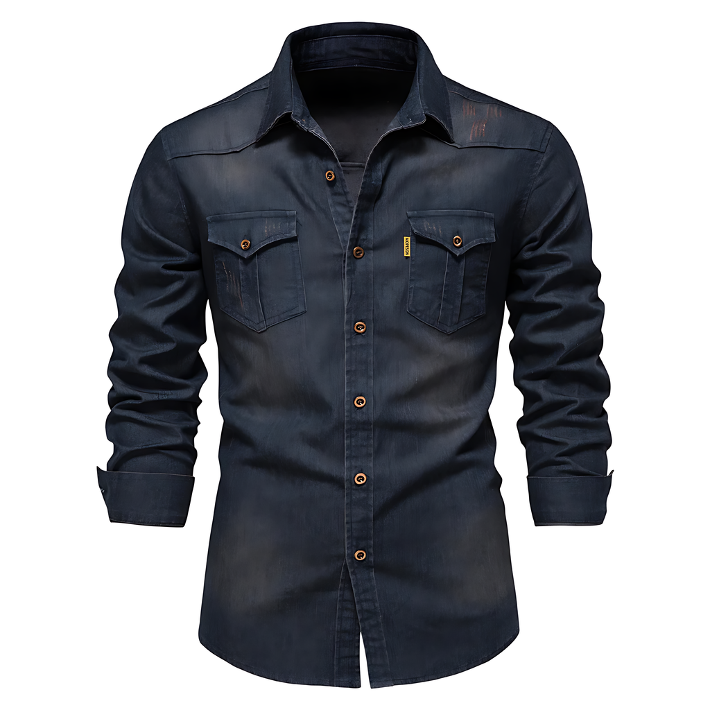 Camicia in denim di cotone da uomo