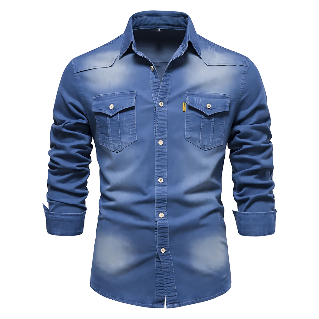 Camicia in denim di cotone da uomo