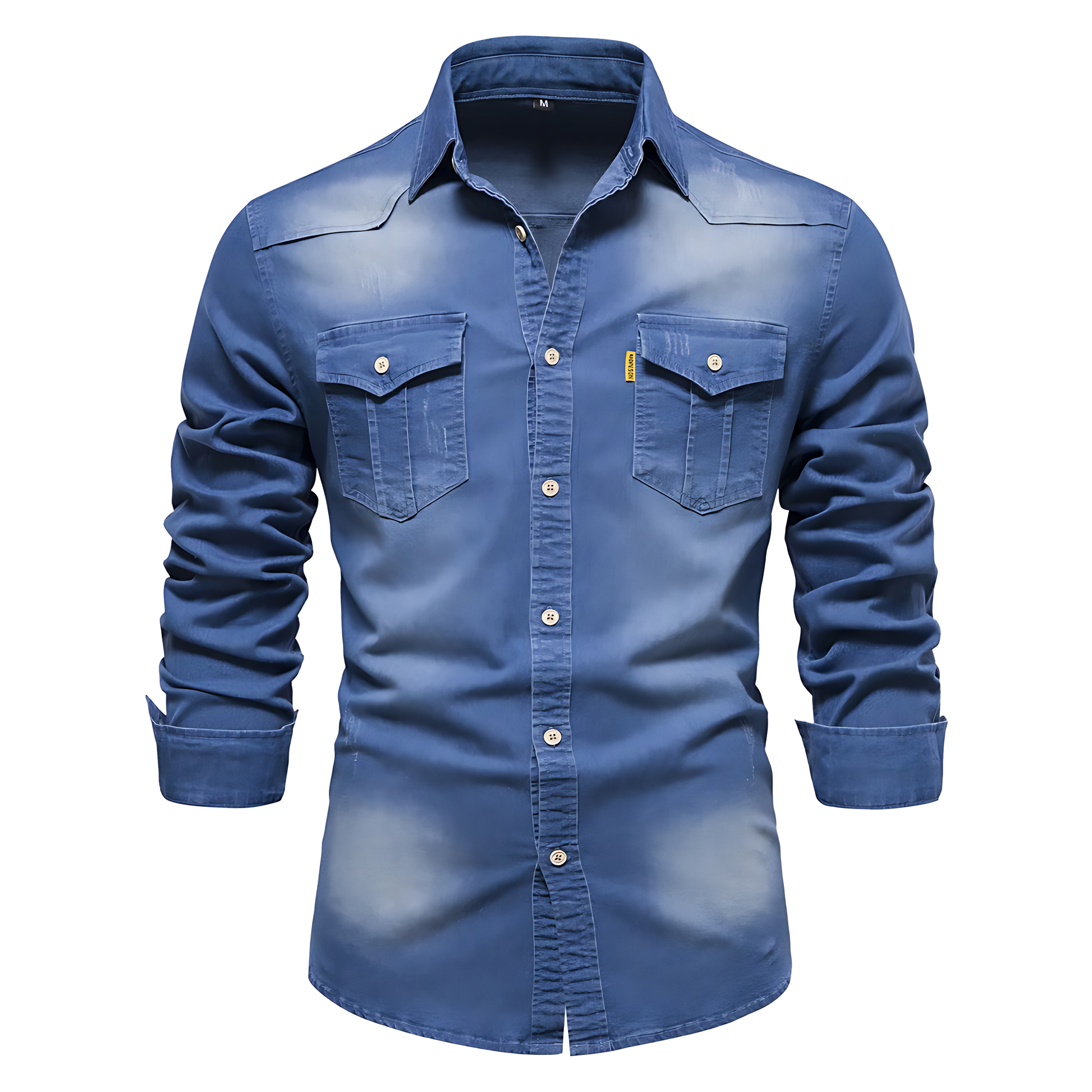 Camicia in denim di cotone da uomo
