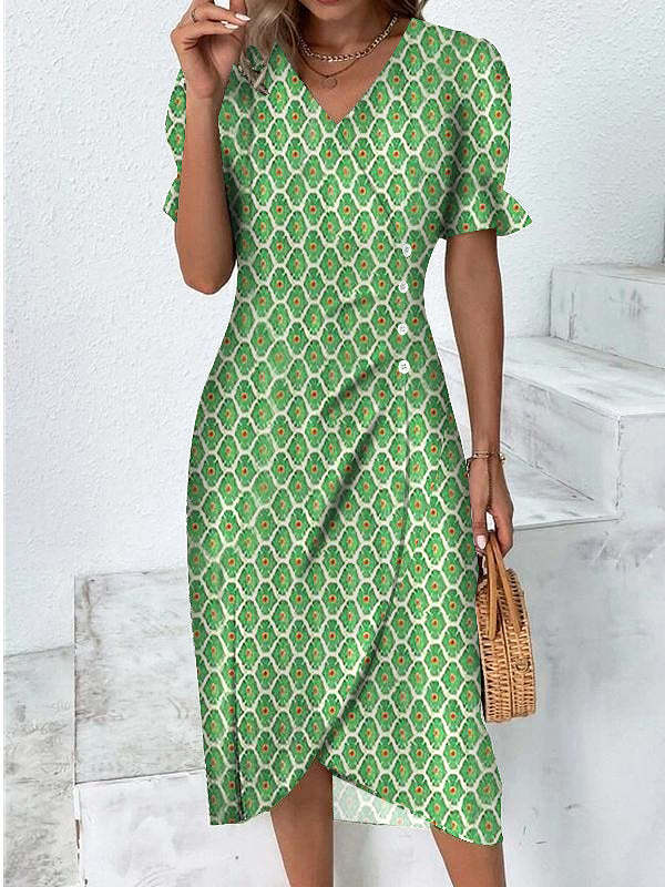 Abito midi da donna con bottoni – stile casual chic estivo