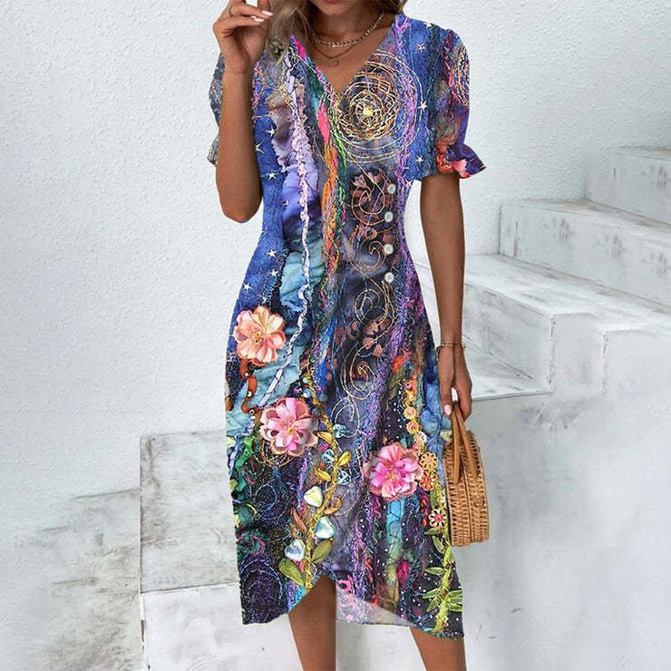 Abito midi da donna con bottoni – stile casual chic estivo