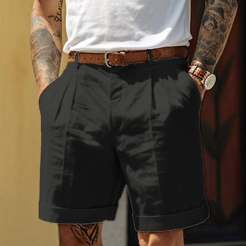 Pantaloncini classici da uomo in lino e cotone