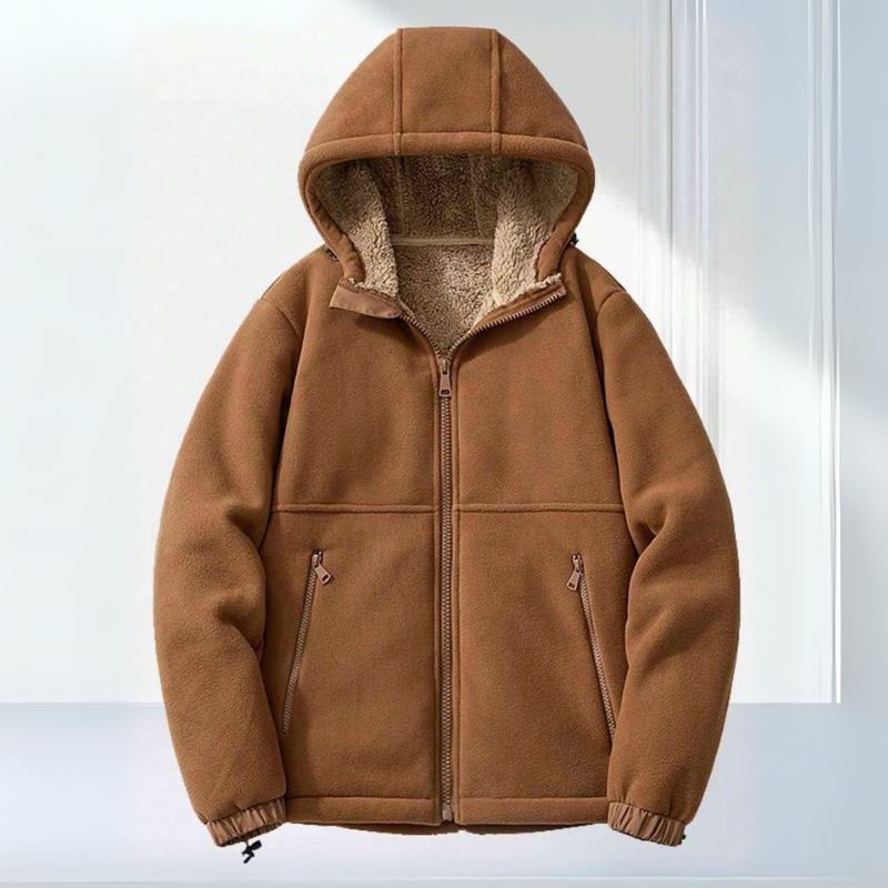 Giacca invernale in pile premium da uomo – Cappuccio e tasche con cerniera