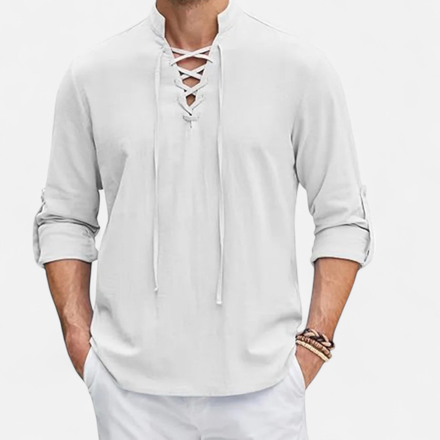 Camicia medievale in lino e cotone per uomo – Spirito vichingo, eleganza d'epoca