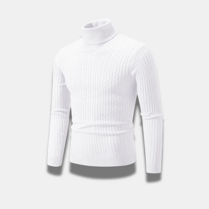 Maglia dolcevita da uomo in lana a coste