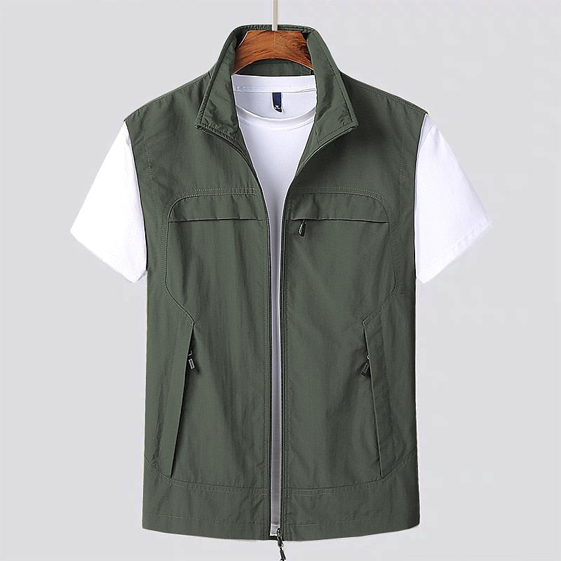 Gilet da uomo leggero, traspirante e senza maniche con cerniera - Capospalla versatile per viaggi e attività all'aperto