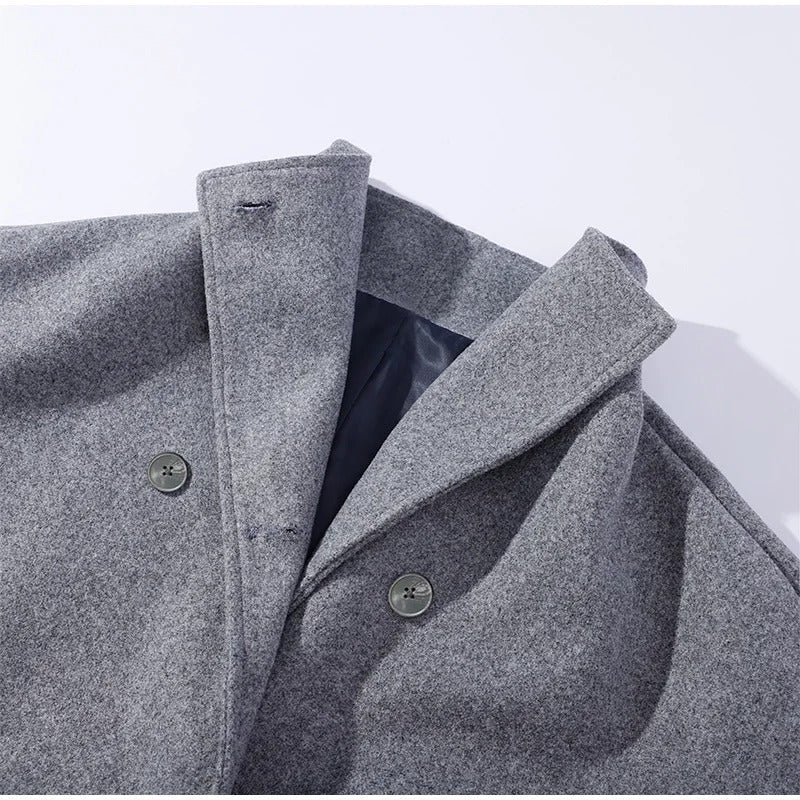 Elegante cappotto da donna in misto lana con bottoni – Capo invernale con collo alto