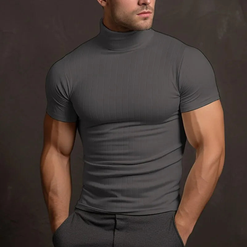 Uomo Premium Morbido traspirante Dolcevita Slim Fit T Shirt